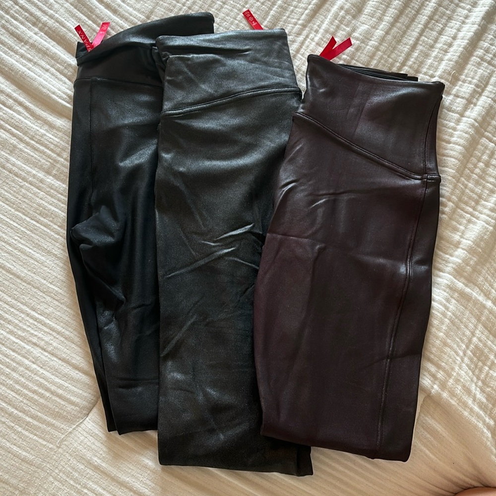 Lot of 3 Spanx Faux Leather Leggings